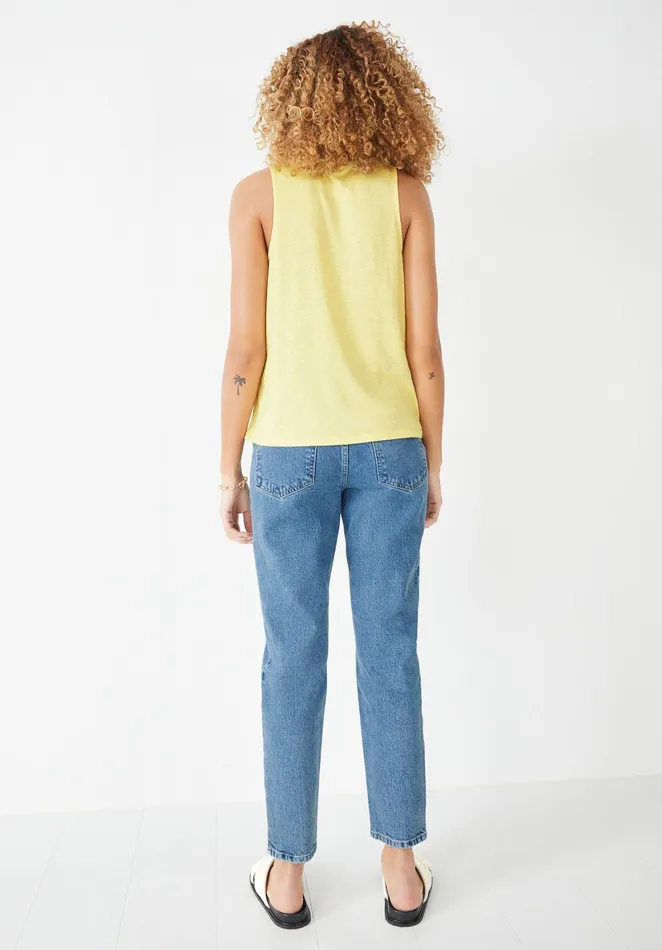 Tops and TShirts Women Hush Etta Linen Blend Vest Pale Yellow