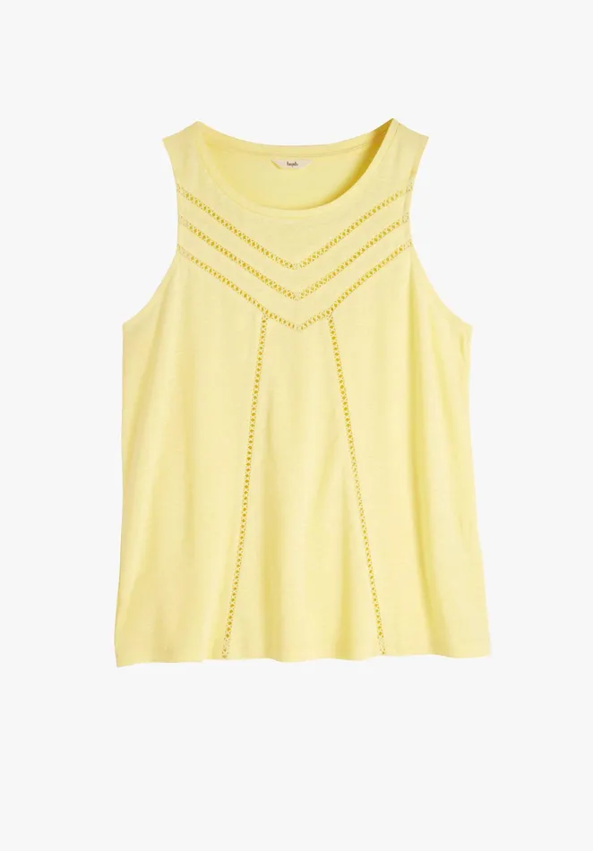 Tops and TShirts Women Hush Etta Linen Blend Vest Pale Yellow