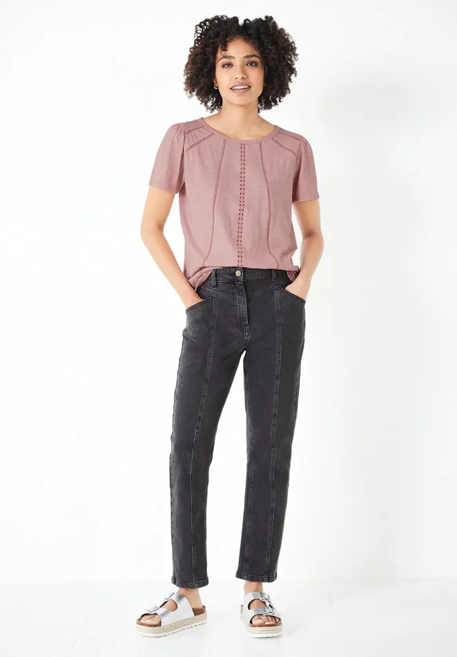 Tops and TShirts Women Hush Hani Ladder Lace TShirt Blush Pink