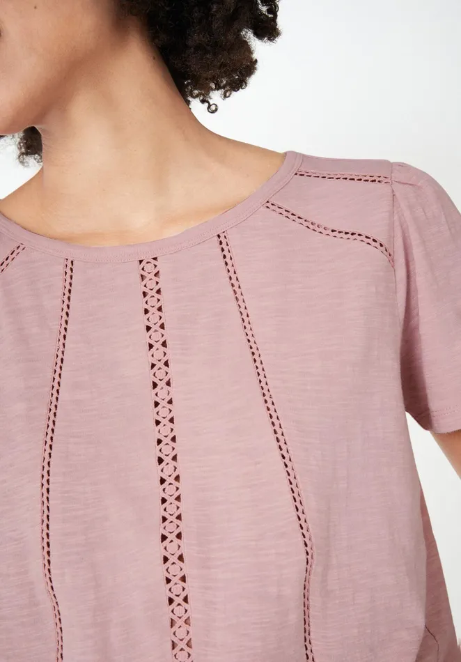 Tops and TShirts Women Hush Hani Ladder Lace TShirt Blush Pink