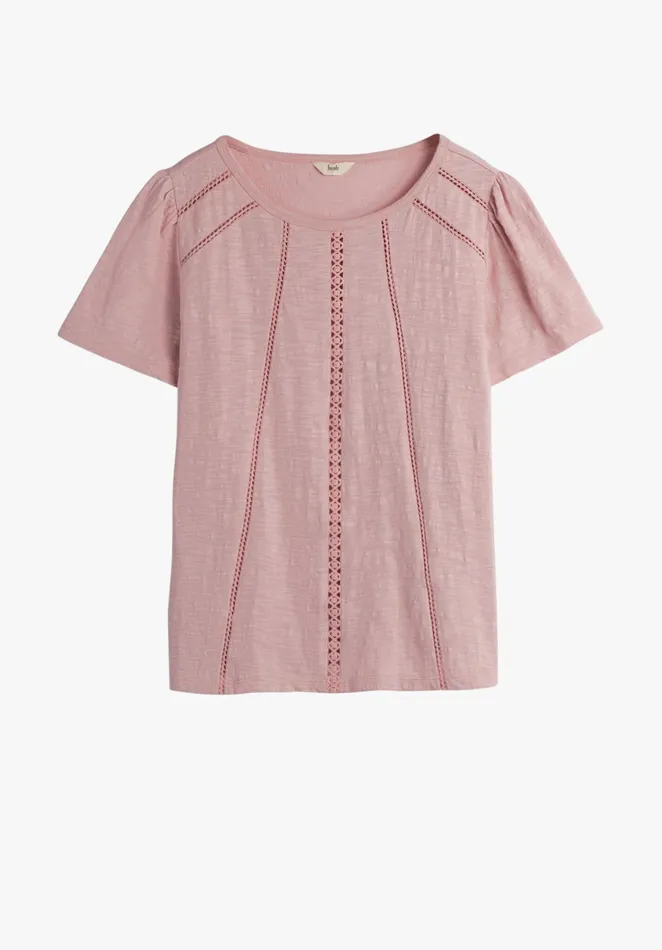 Tops and TShirts Women Hush Hani Ladder Lace TShirt Blush Pink