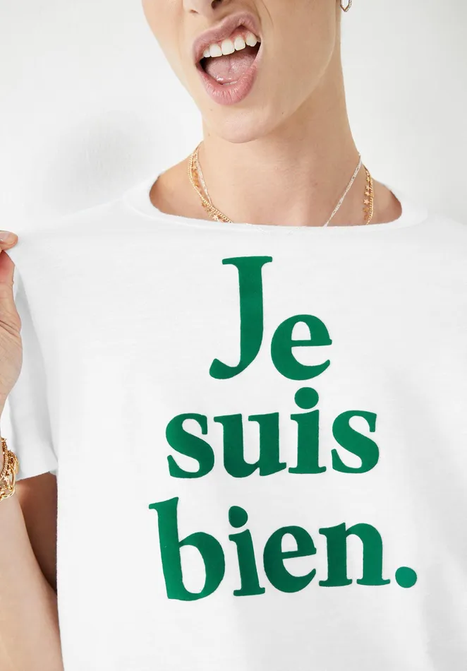 Tops and TShirts Women Hush Je Suis Bien Relaxed TShirt Whitegreen