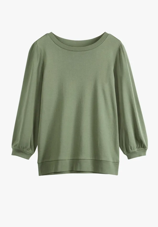 Tops and TShirts Women Hush Mimi Puff Sleeve TShirt Khaki Green