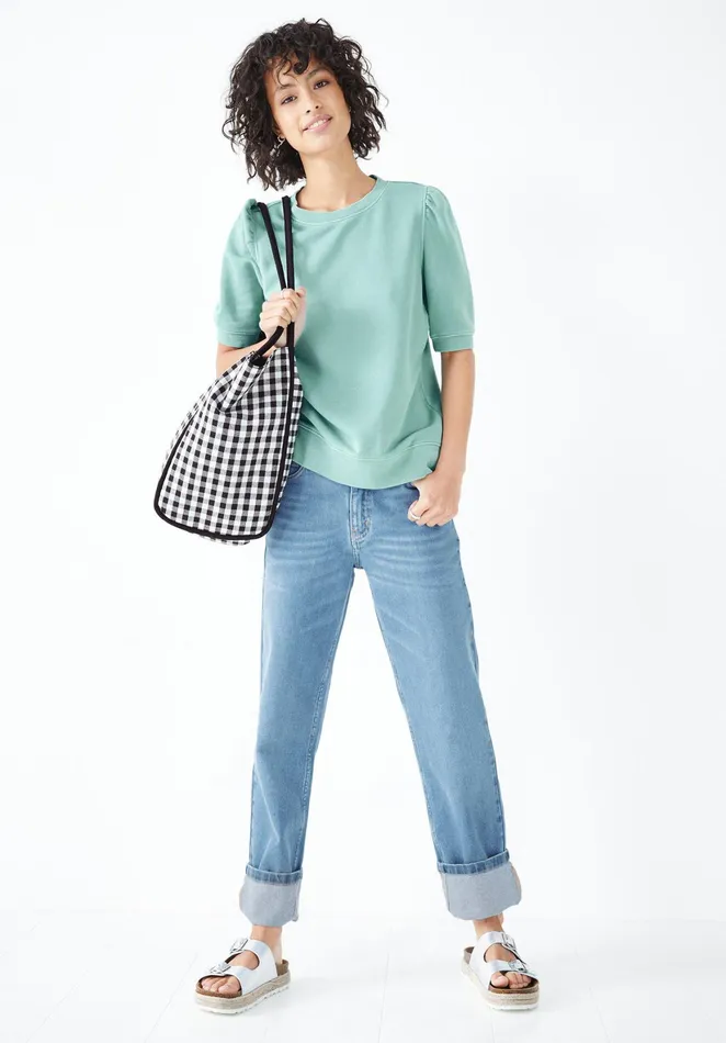 Tops and TShirts Women Hush Phoebee Puff Sleeve Sweatshirt Iceberg Green