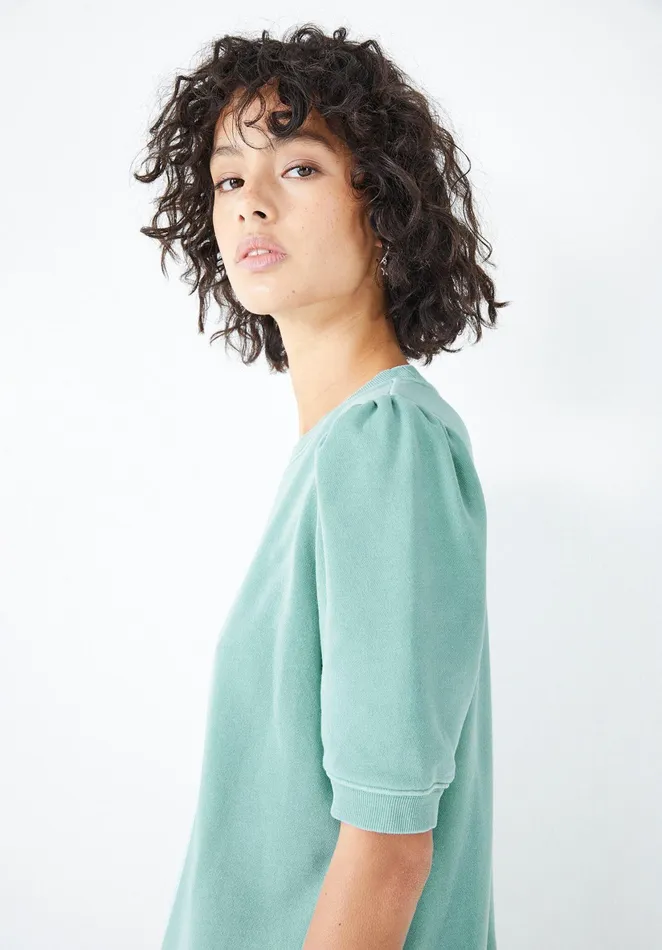 Tops and TShirts Women Hush Phoebee Puff Sleeve Sweatshirt Iceberg Green