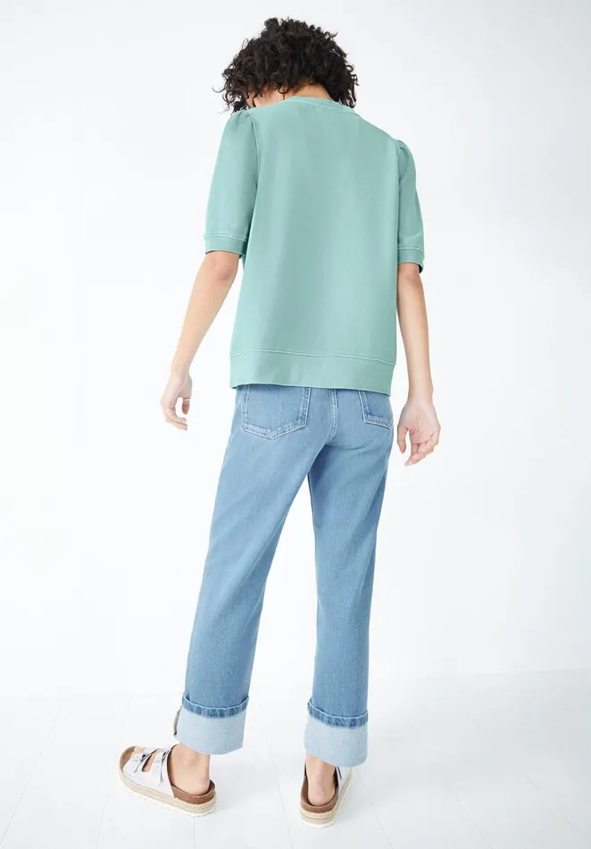 Tops and TShirts Women Hush Phoebee Puff Sleeve Sweatshirt Iceberg Green