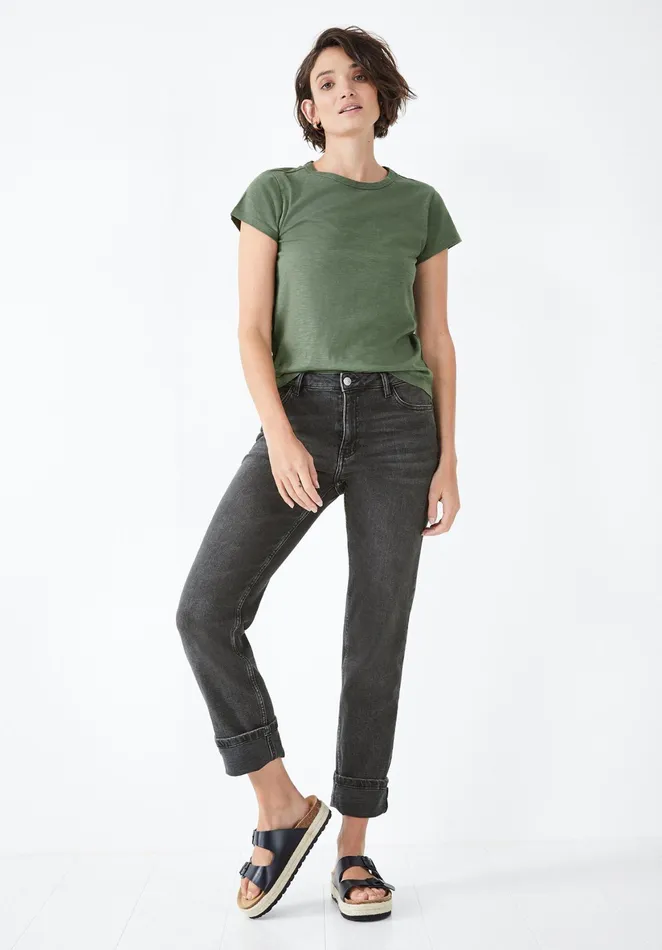 Tops and TShirts Women Hush Slim Fit Crew Tee Khaki Green