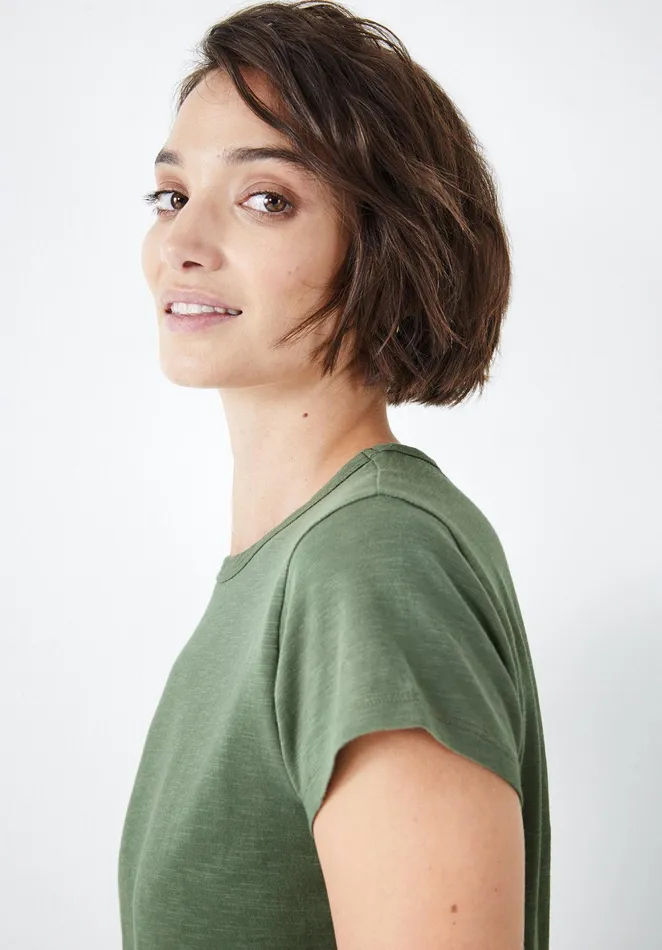 Tops and TShirts Women Hush Slim Fit Crew Tee Khaki Green
