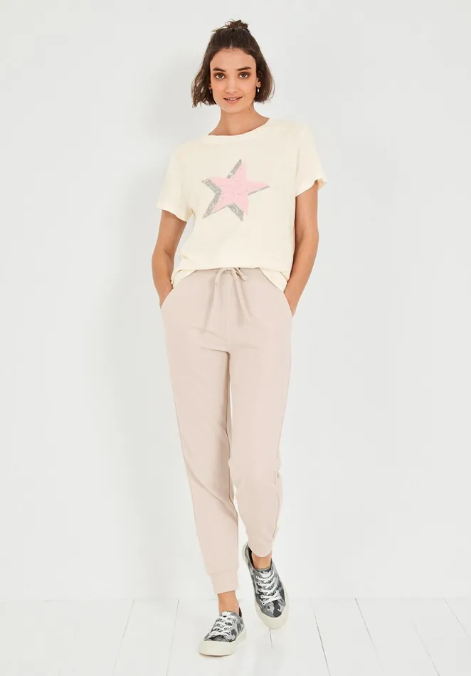 Tops and TShirts Women Hush Star Shadow Relaxed TShirt Off Whitepink