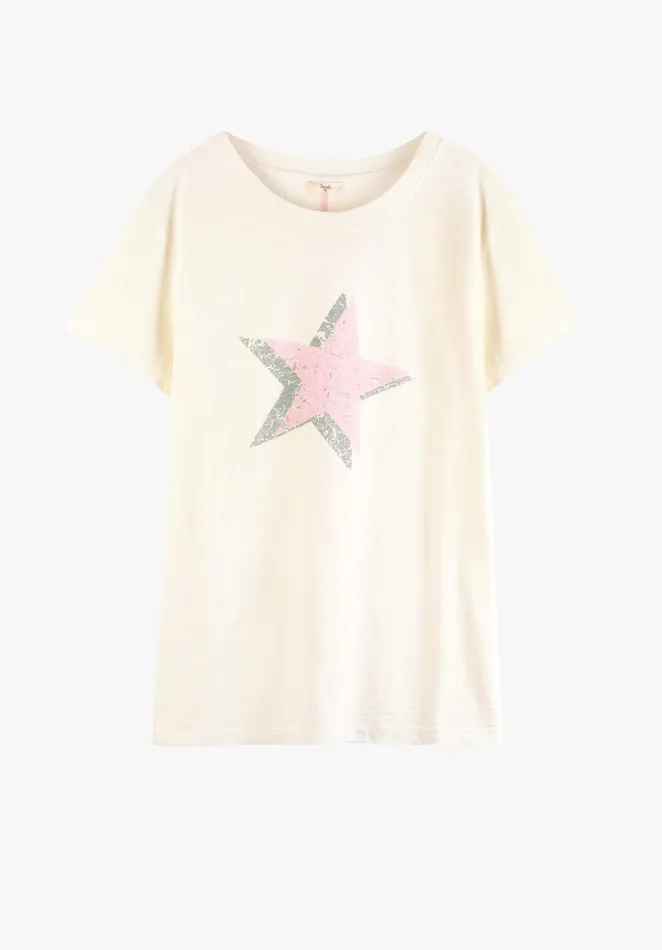 Tops and TShirts Women Hush Star Shadow Relaxed TShirt Off Whitepink
