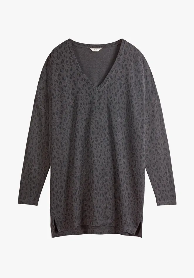 Tops and TShirts Women Hush V Neck Jersey Top Animal Print Blackcharcoal