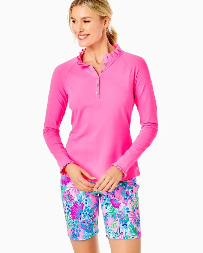 Tops WomenHome and Gifts Lilly Pulitzer UPF 50 Luxletic Hutton Polo Pink Isle Tops WomenHome and Gifts Lilly Pulitzer UPF 50 Luxletic Hutton Polo Pink Isle