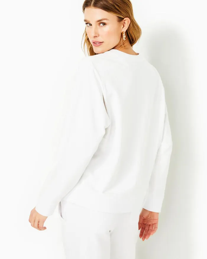 Tops Women Lilly Pulitzer Ballad Oversized Sweatshirt Resort White Lilly Pulitzer Embroidery