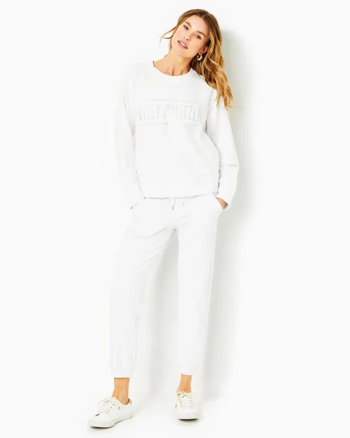 Tops Women Lilly Pulitzer Ballad Oversized Sweatshirt Resort White Lilly Pulitzer Embroidery Tops Women Lilly Pulitzer Ballad Oversized Sweatshirt Resort White Lilly Pulitzer Embroidery