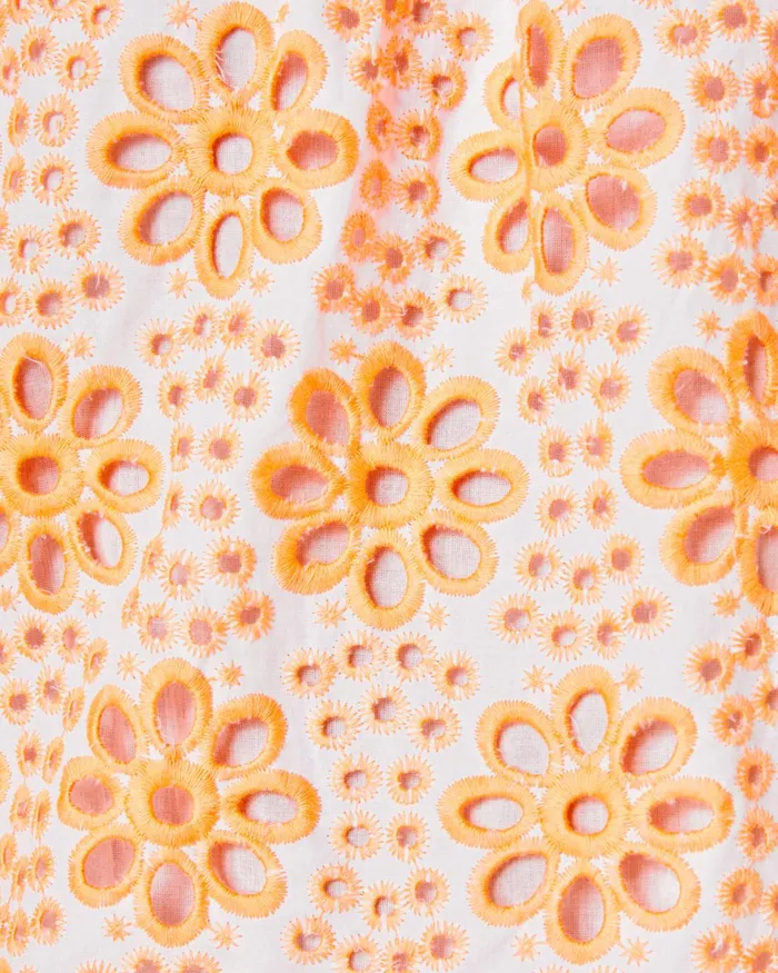 Tops Women Lilly Pulitzer Kerrigan Elbow Sleeve Eyelet Top Cantaloupe Funflower Eyelet Tops Women Lilly Pulitzer Kerrigan Elbow Sleeve Eyelet Top Cantaloupe Funflower Eyelet