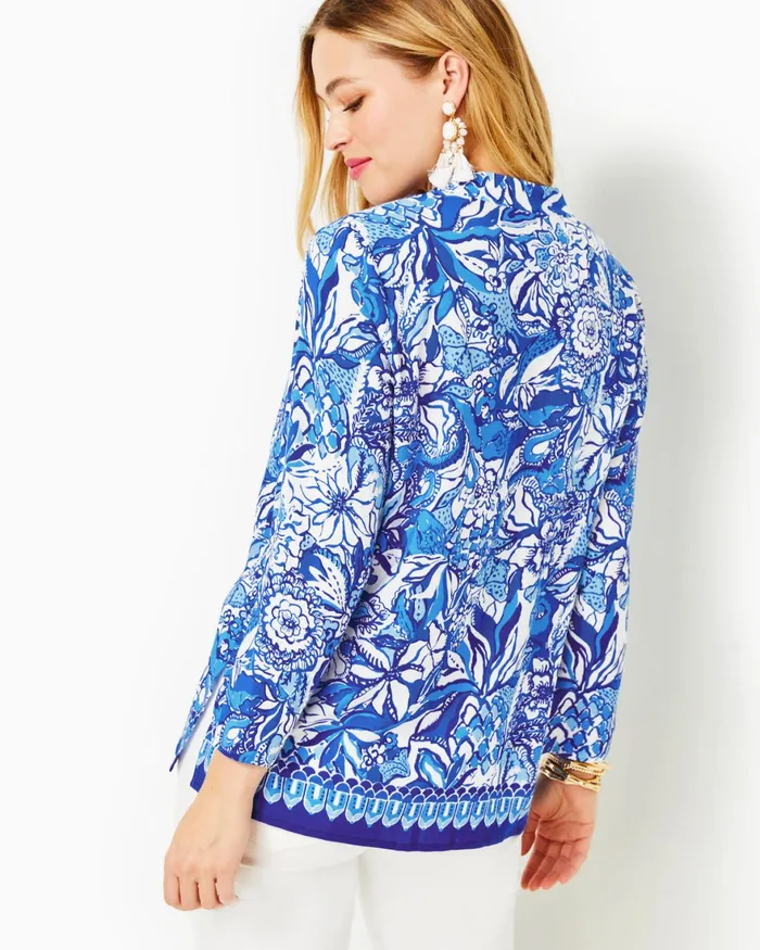 Tops Women Lilly Pulitzer Luna Bay Tunic Top Blue Tang Flocking Fabulous Engineered Tunic Tops Women Lilly Pulitzer Luna Bay Tunic Top Blue Tang Flocking Fabulous Engineered Tunic