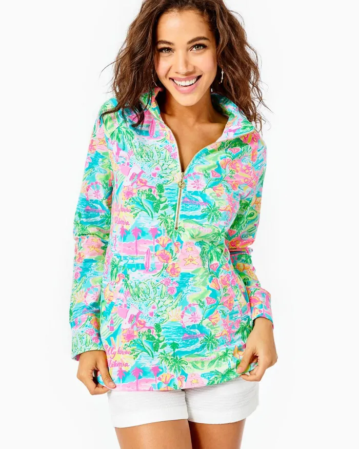 Tops Women Lilly Pulitzer UPF 50 Skipper Popover Multi Lilly Loves California Tops Women Lilly Pulitzer UPF 50 Skipper Popover Multi Lilly Loves California