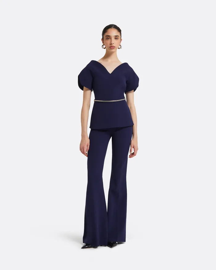 Tops Women Safiyaa Finty Azurite Blue Top With Embroidered Belt Azurite Blue