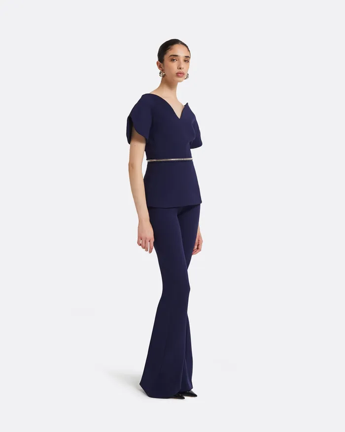 Tops Women Safiyaa Finty Azurite Blue Top With Embroidered Belt Azurite Blue