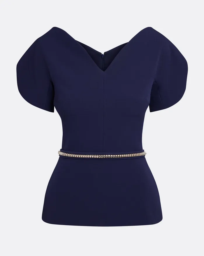 Tops Women Safiyaa Finty Azurite Blue Top With Embroidered Belt Azurite Blue
