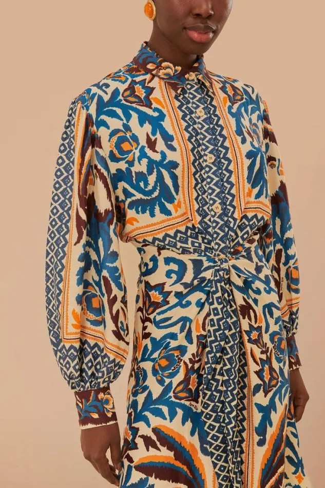 Toucans Scarf Sand Midi Dress Women FARM Rio Midi Dresses