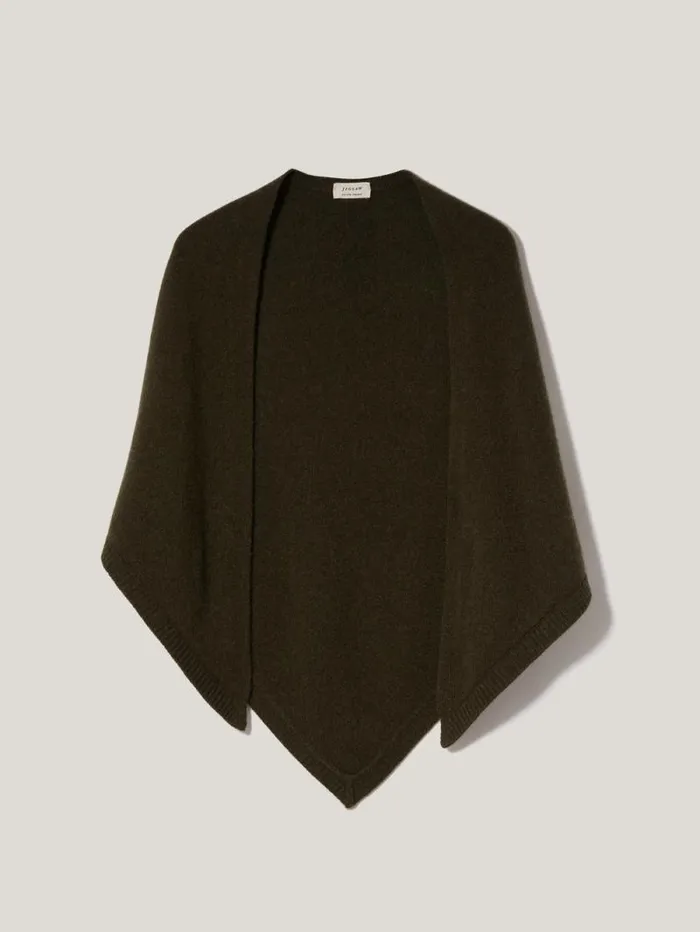 Triangle Knitted Scarf Dark Green Women Jigsaw Knitwear and Cashmere