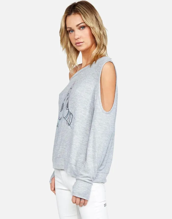 Trinidy Prayer Hands Heather Grey Women Lauren Moshi Long Sleeve