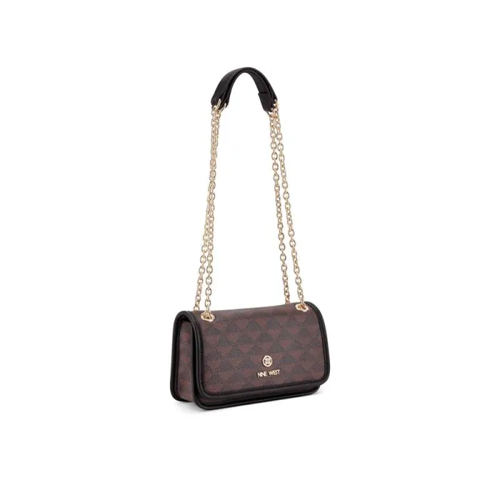 Tristian Mini Convertible Crossbody Flap Mahogany Logo Women Nine West Crossbody Tristian Mini Convertible Crossbody Flap Mahogany Logo Women Nine West Crossbody