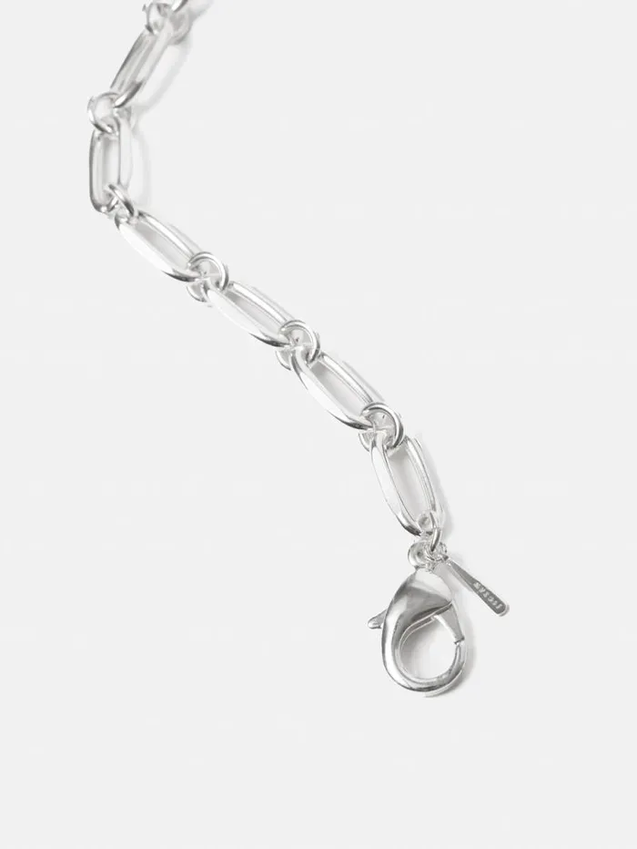 Trombone Link Chain Necklace Silver Women Jigsaw Jewellery
