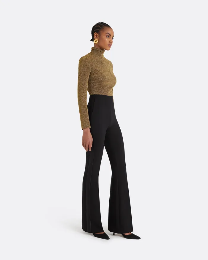 Trousers Women Alexa Black Heavy Crepe and Satin Trousers Black Safiyaa