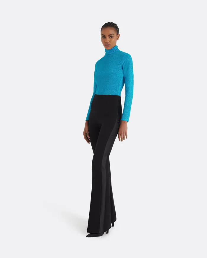 Trousers Women Alexa Black Heavy Crepe and Satin Trousers Black Safiyaa