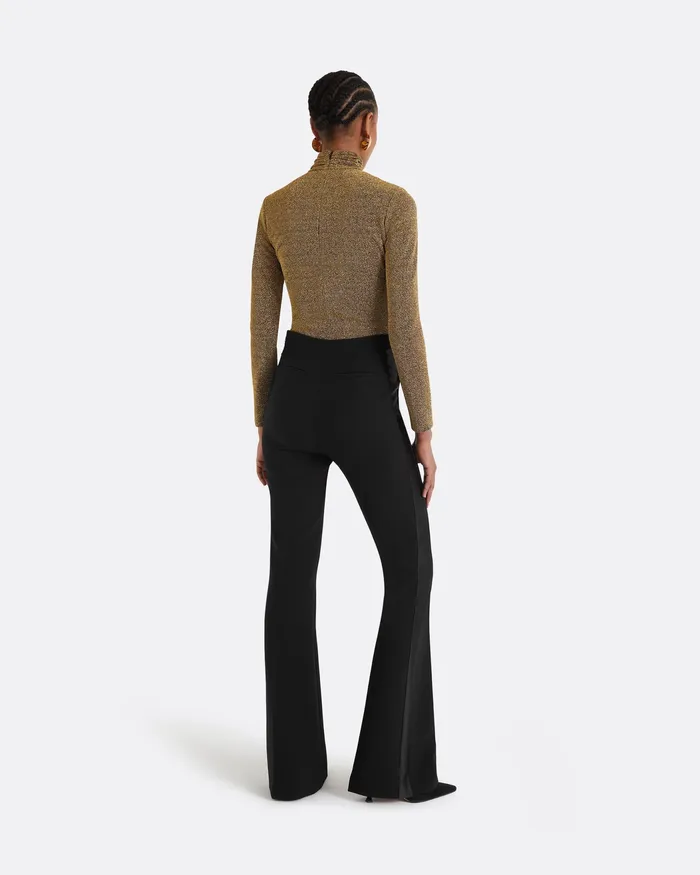 Trousers Women Alexa Black Heavy Crepe and Satin Trousers Black Safiyaa