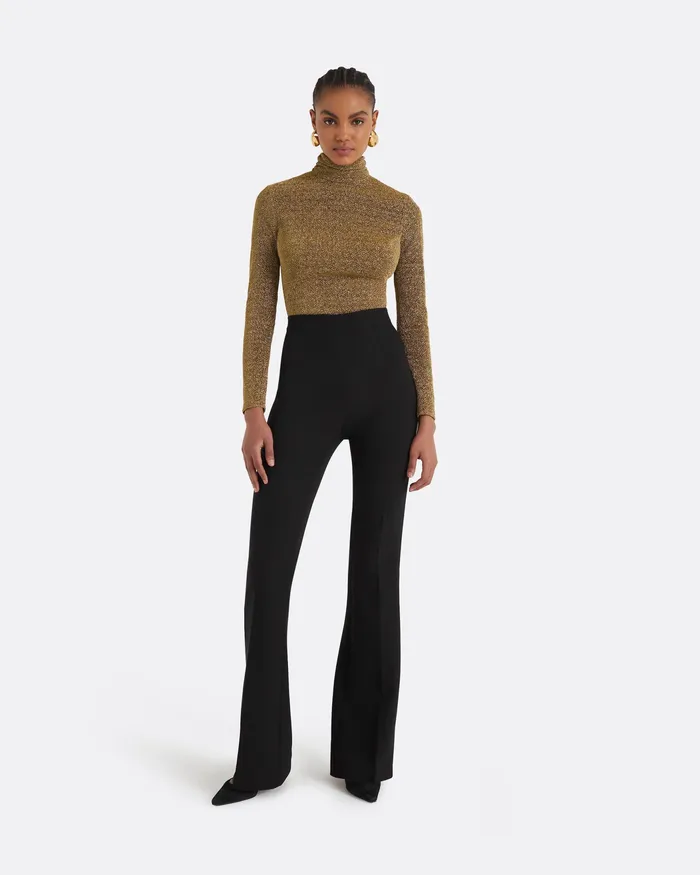 Trousers Women Alexa Black Heavy Crepe and Satin Trousers Black Safiyaa