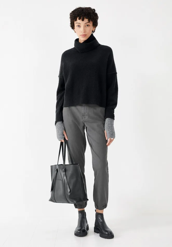 Trousers Women Hush StretchCotton Cuffed Chinos Washed Black