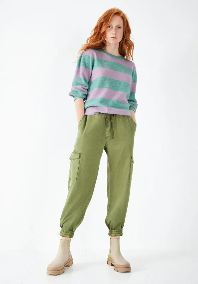Trousers Women Hush Washed Cargo Trousers Light Khaki