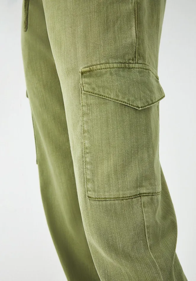Trousers Women Hush Washed Cargo Trousers Light Khaki