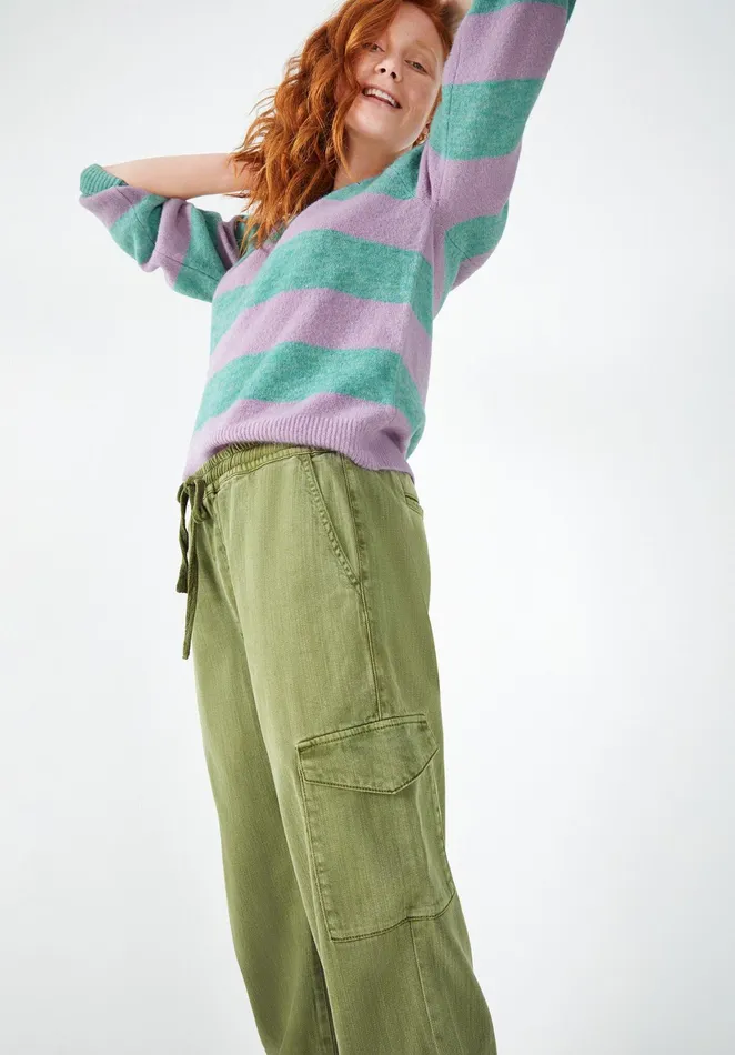 Trousers Women Hush Washed Cargo Trousers Light Khaki