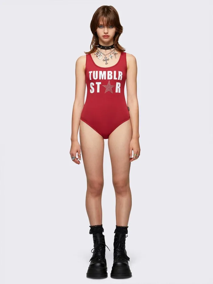 Tumblr Star Red Bodysuit Women Minga London Tops and TShirts Tumblr Star Red Bodysuit Women Minga London Tops and TShirts