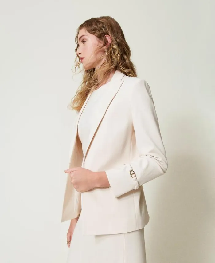 Twinset Blazers Blazer With Oval T Straps Old White 8211 Clothing