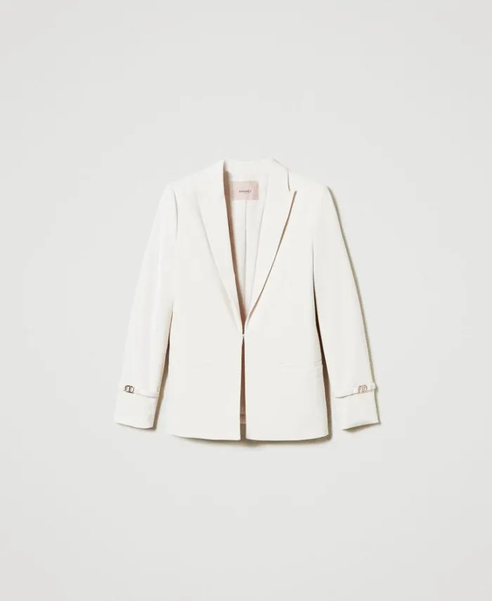 Twinset Blazers Blazer With Oval T Straps Old White 8211 Clothing