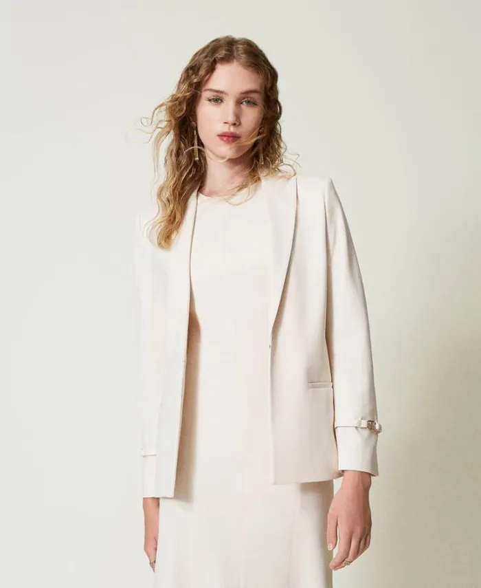 Twinset Blazers Blazer With Oval T Straps Old White 8211 Clothing