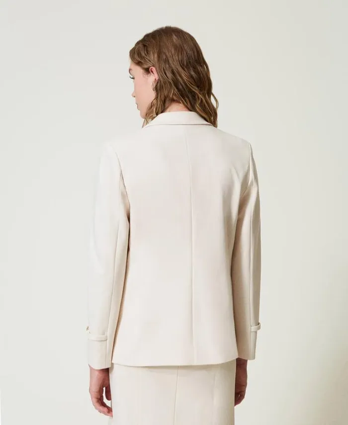 Twinset Blazers Blazer With Oval T Straps Old White 8211 Clothing