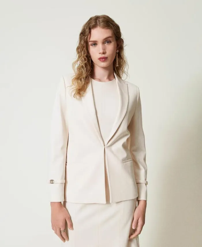 Twinset Blazers Blazer With Oval T Straps Old White 8211 Clothing