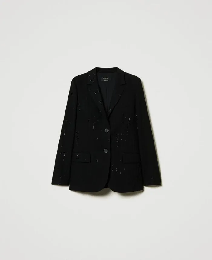 Twinset Blazers Cloth Blazer With Sequins Black 8211 Clothing