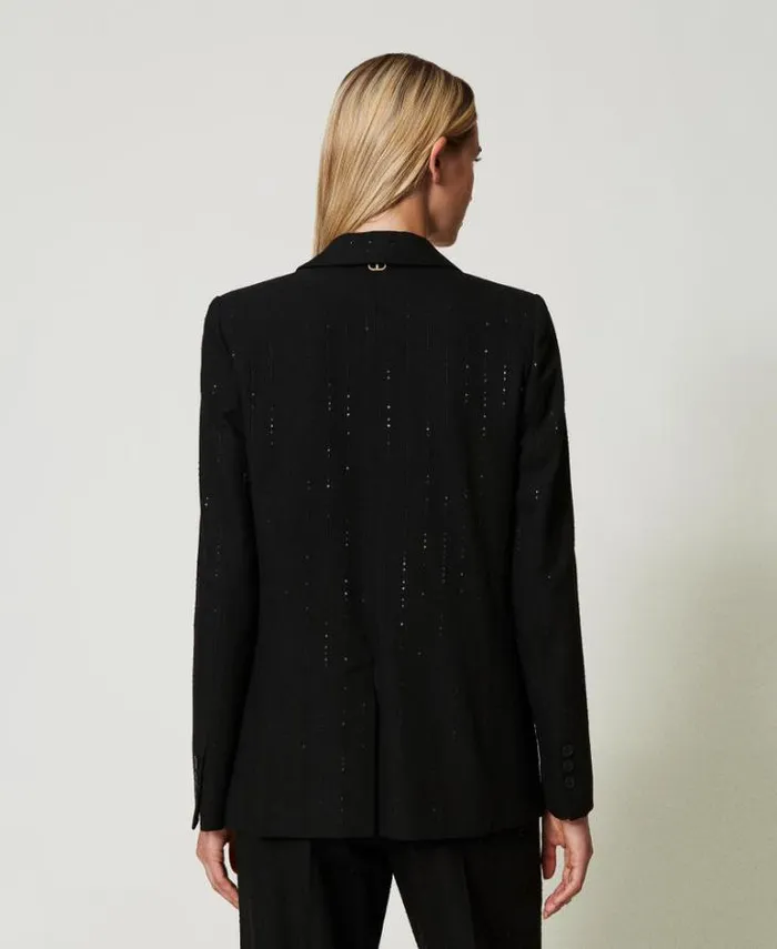 Twinset Blazers Cloth Blazer With Sequins Black 8211 Clothing