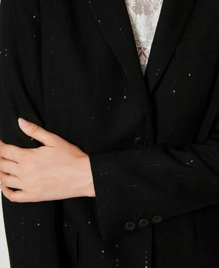 Twinset Blazers Cloth Blazer With Sequins Black 8211 Clothing