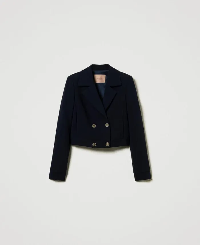 Twinset Blazers Crpe Cady Cropped Jacket Classic Blue 8211 Clothing