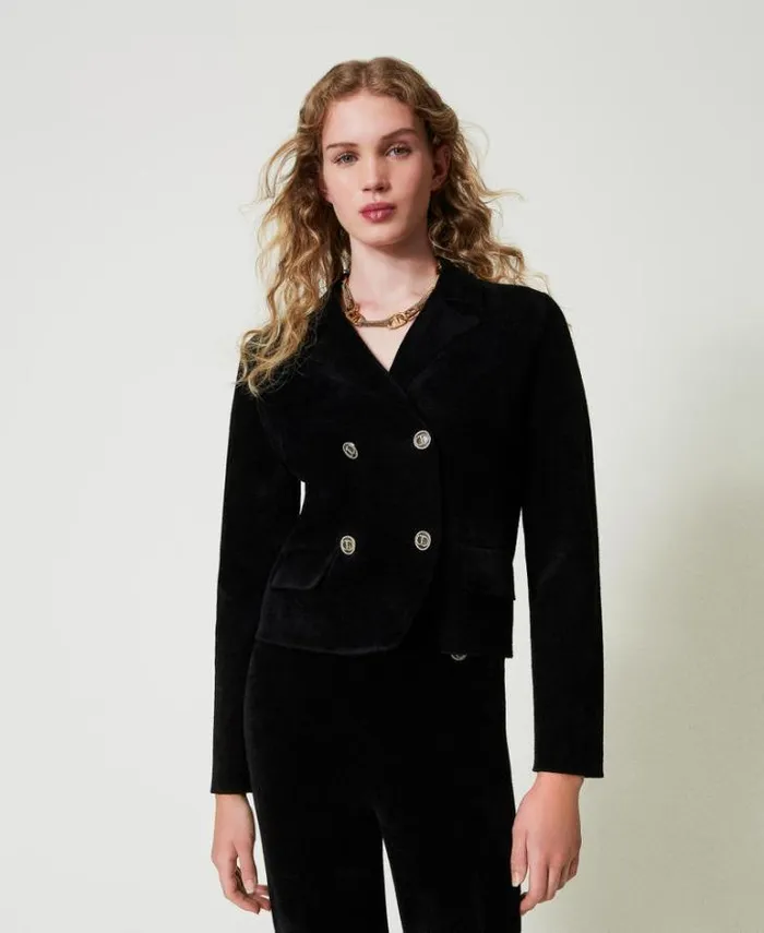 Twinset Blazers Knit Jacket With Oval T Buttons Black 8211 Clothing