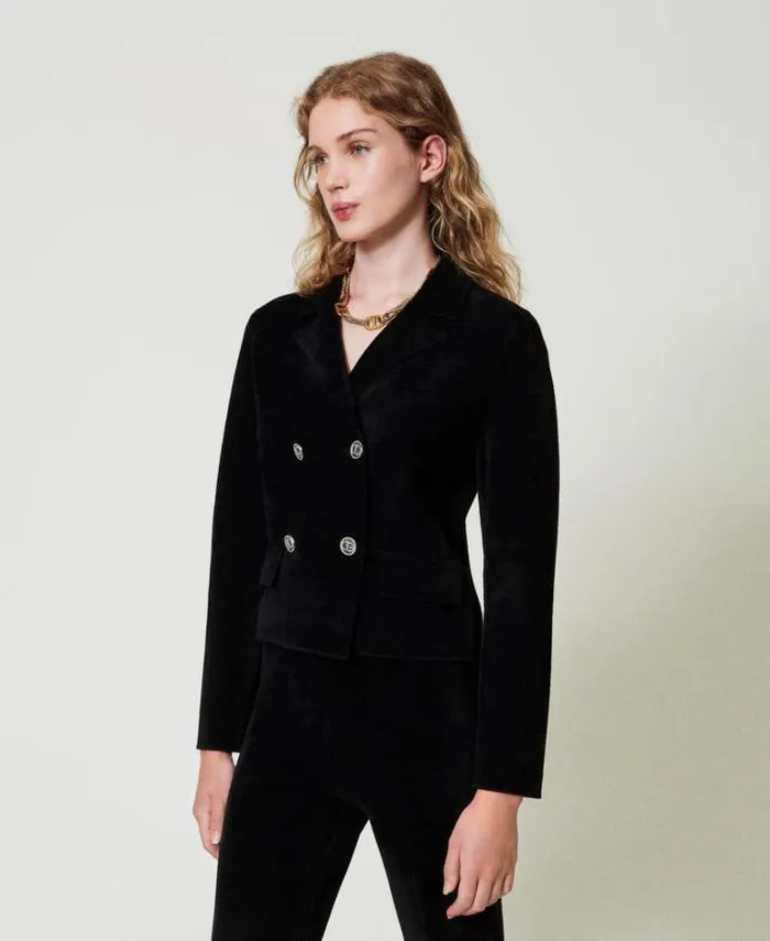 Twinset Blazers Knit Jacket With Oval T Buttons Black 8211 Clothing