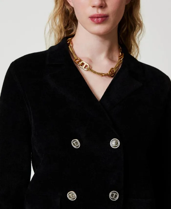 Twinset Blazers Knit Jacket With Oval T Buttons Black 8211 Clothing